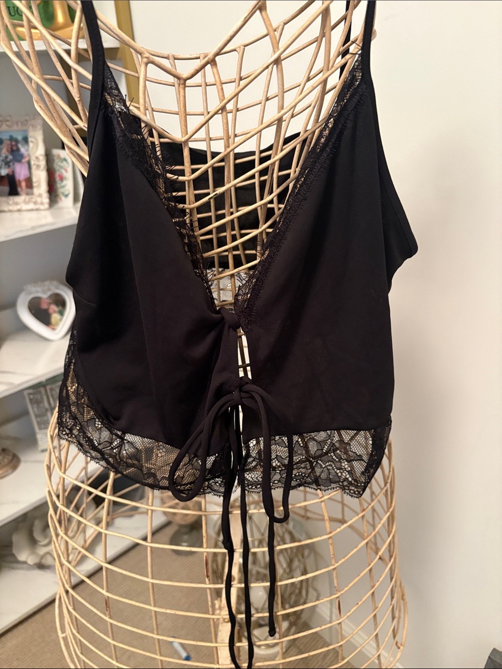 Zara Black Lace-Back Tie Bandeau Top